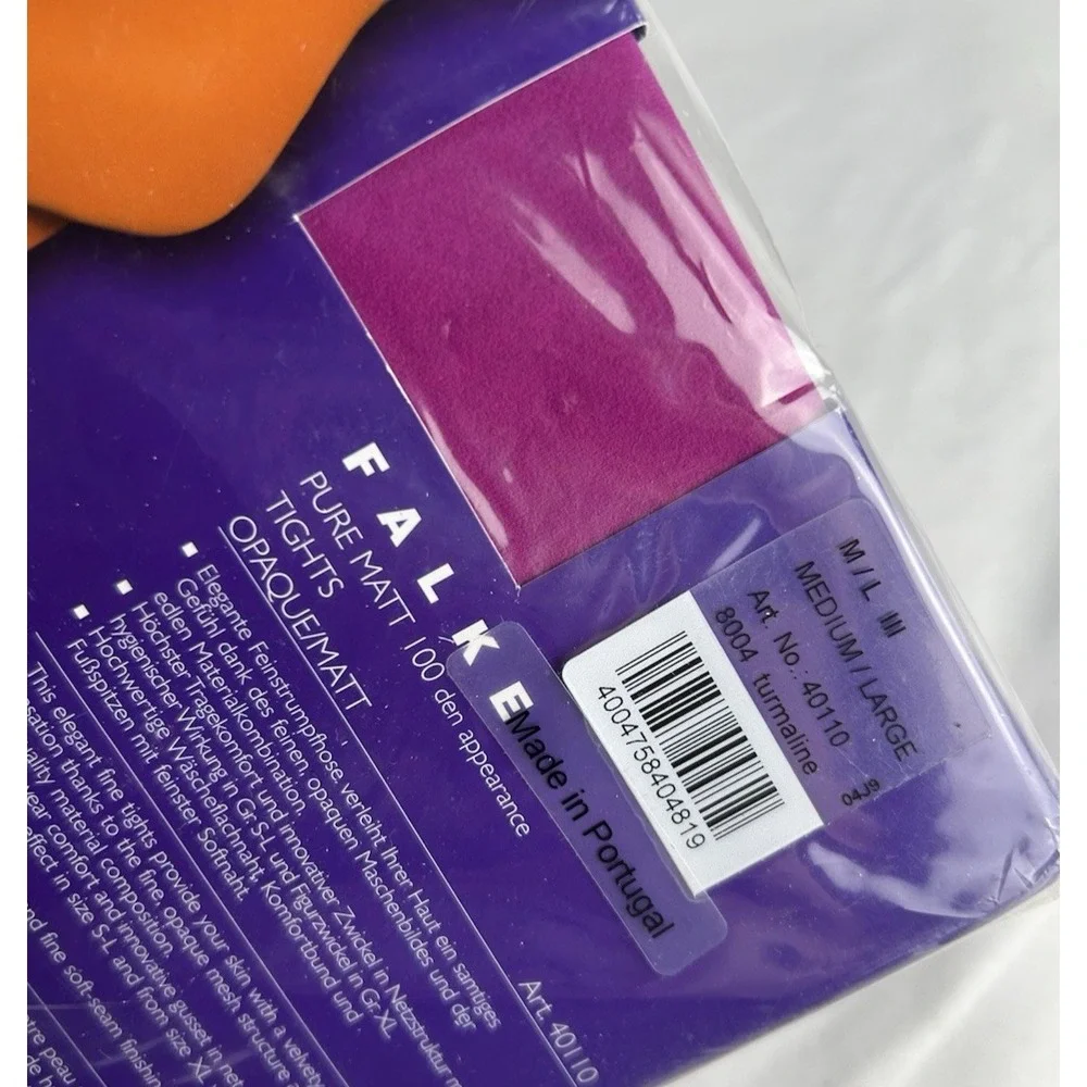 NIP Falke Pure Matt Pink Opaque Tights Sz Medium/Large 100 Denier 8004 Turmaline